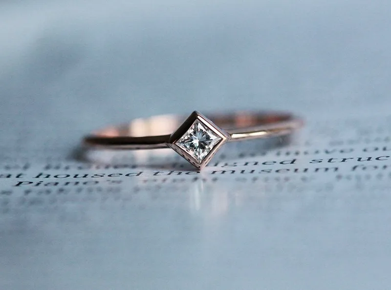Princess Diamond Solitaire Ring Set In Gold vy 6