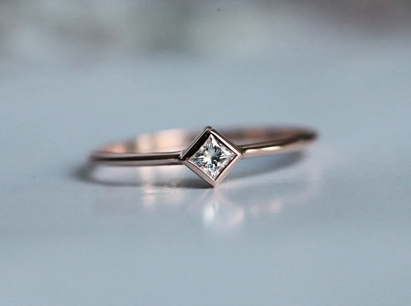 Princess Diamond Solitaire Ring Set In Gold diamond engagement ring