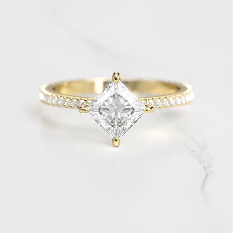 PRINCESS FULL PAVE TAPERED DIAMOND RING vy 4
