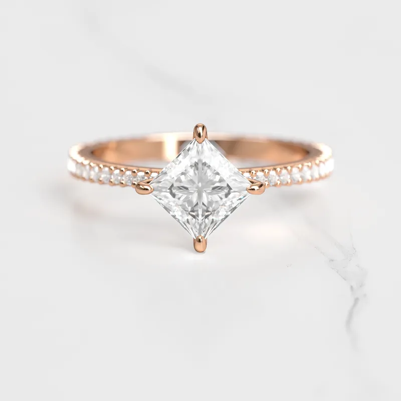 PRINCESS FULL PAVE TAPERED DIAMOND RING vy 5