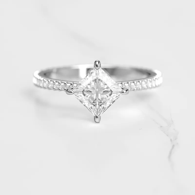 PRINCESS FULL PAVE TAPERED DIAMOND RING vy 6