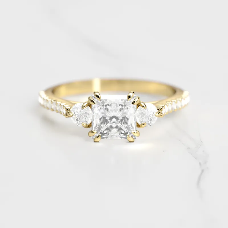 PRINCESS HALF PAVE DIAMOND RING WITH ACCENT STONES vy 4