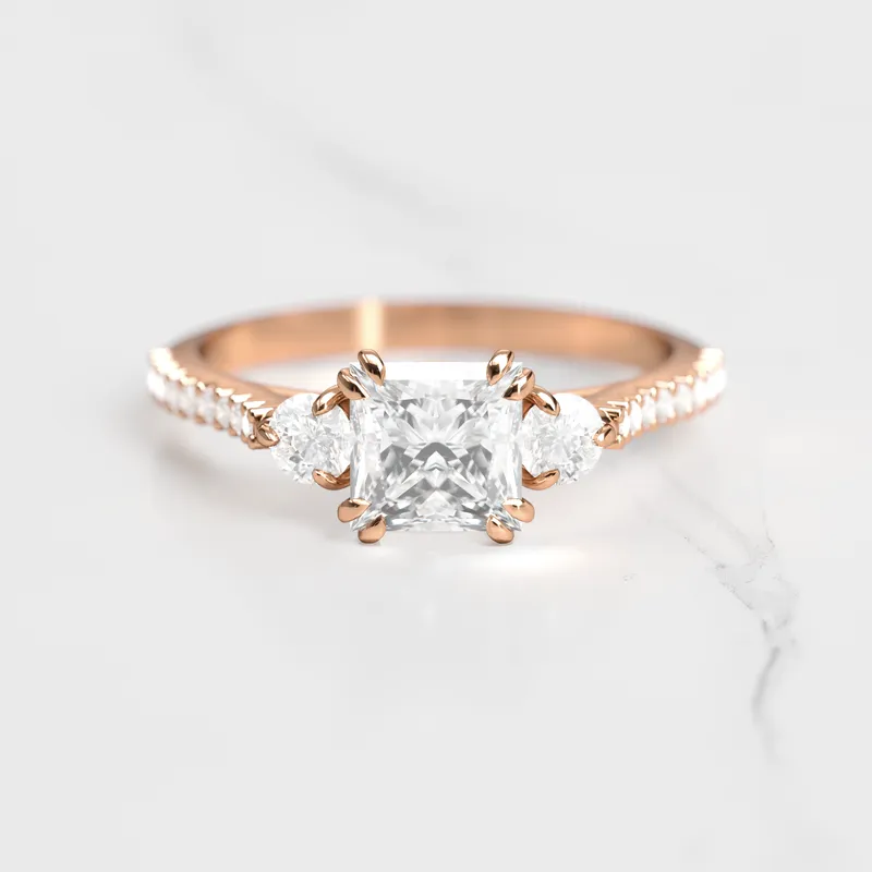 PRINCESS HALF PAVE DIAMOND RING WITH ACCENT STONES vy 5