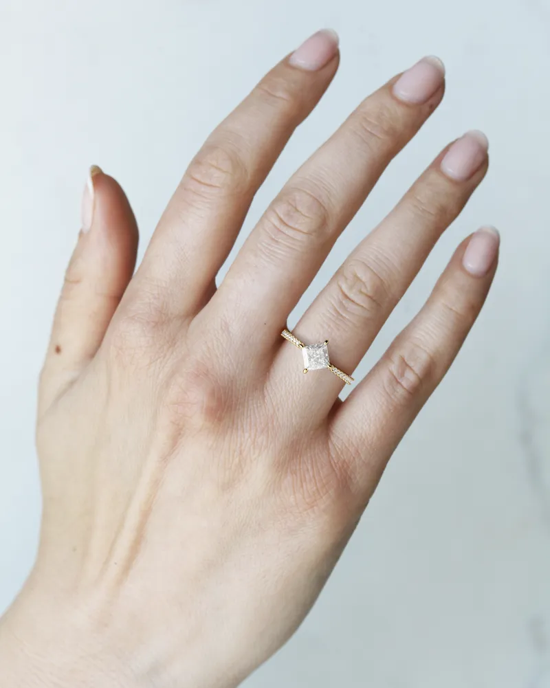 PRINCESS HALF PAVE TAPERED DIAMOND RING view 13