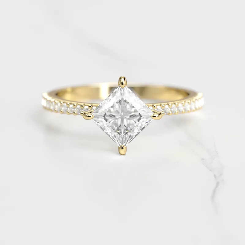 PRINCESS HALF PAVE TAPERED DIAMOND RING view 4