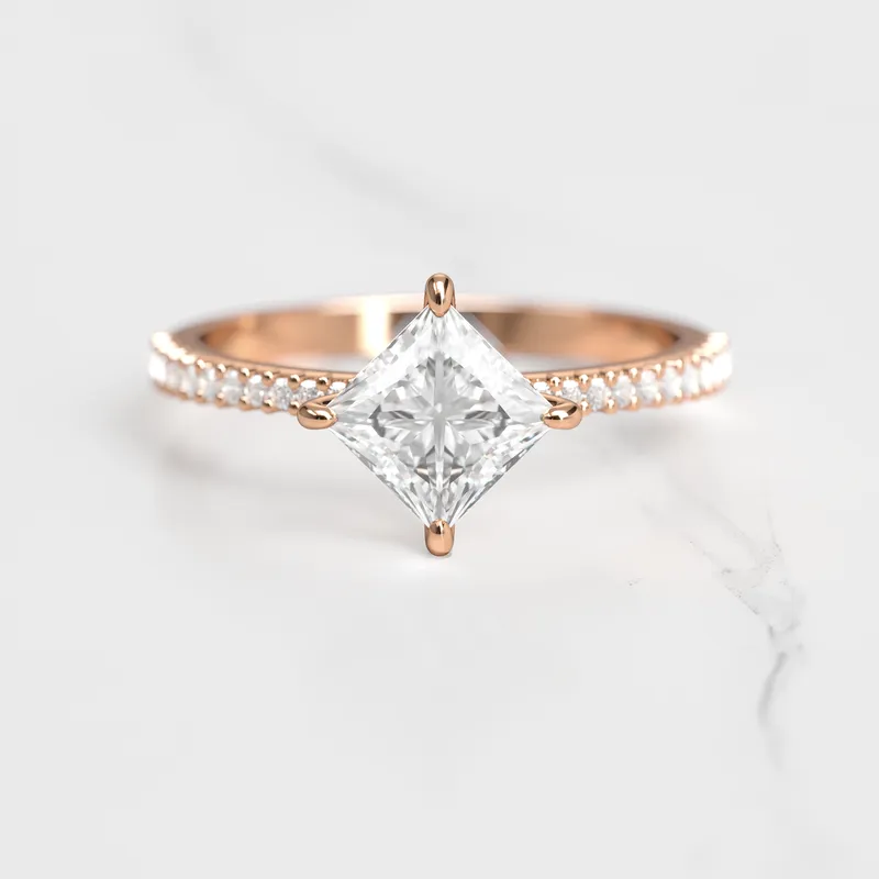 PRINCESS HALF PAVE TAPERED DIAMOND RING view 5