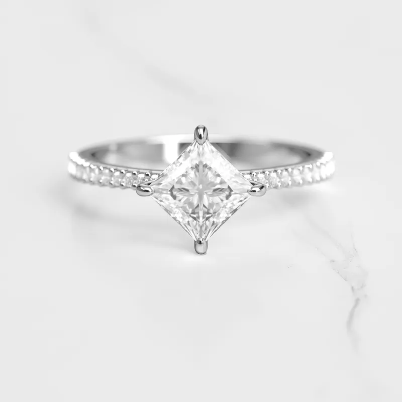 PRINCESS HALF PAVE TAPERED DIAMOND RING view 6