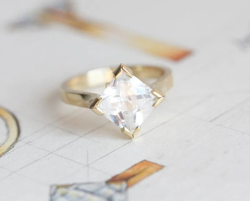 Princess Moissanite Ring, Modern Moissanite Ring view 2
