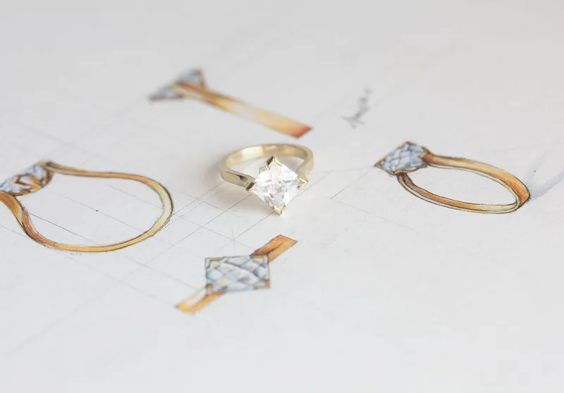 Princess Moissanite Ring, Modern Moissanite Ring view 4