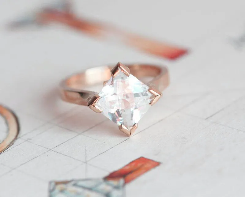 Princess Moissanite Ring, Modern Moissanite Ring view 5