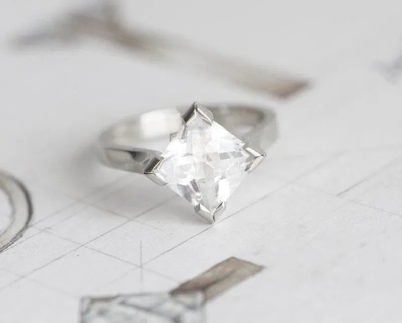 Princess Moissanite Ring, Modern Moissanite Ring view 6