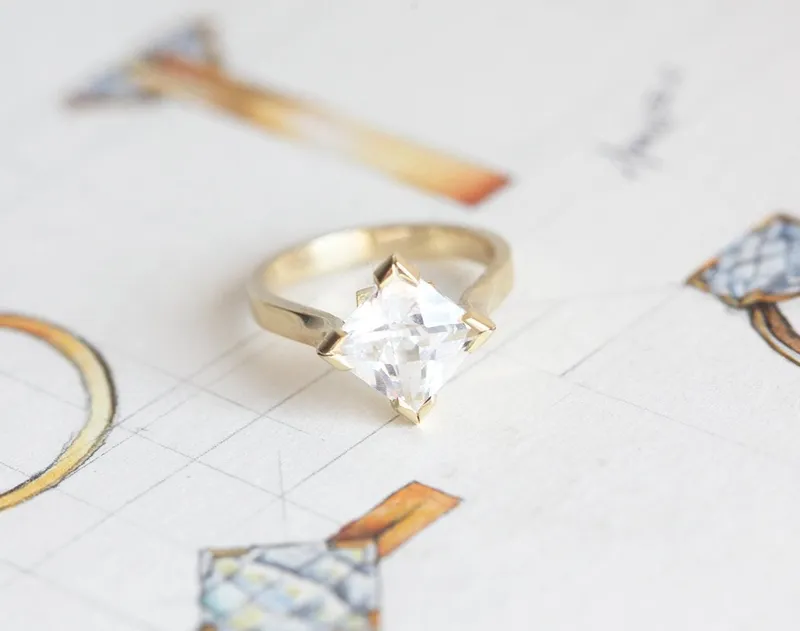Princess Moissanite Ring, Modern Moissanite Ring engagement ring