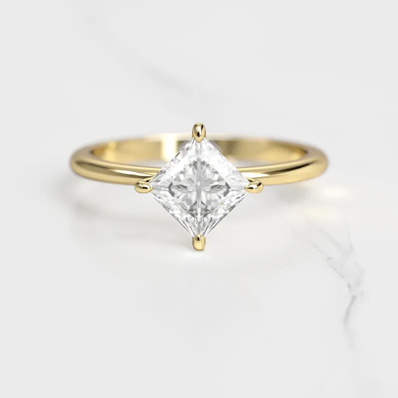 Princess Tapered Solitaire Diamond Ring vy 4