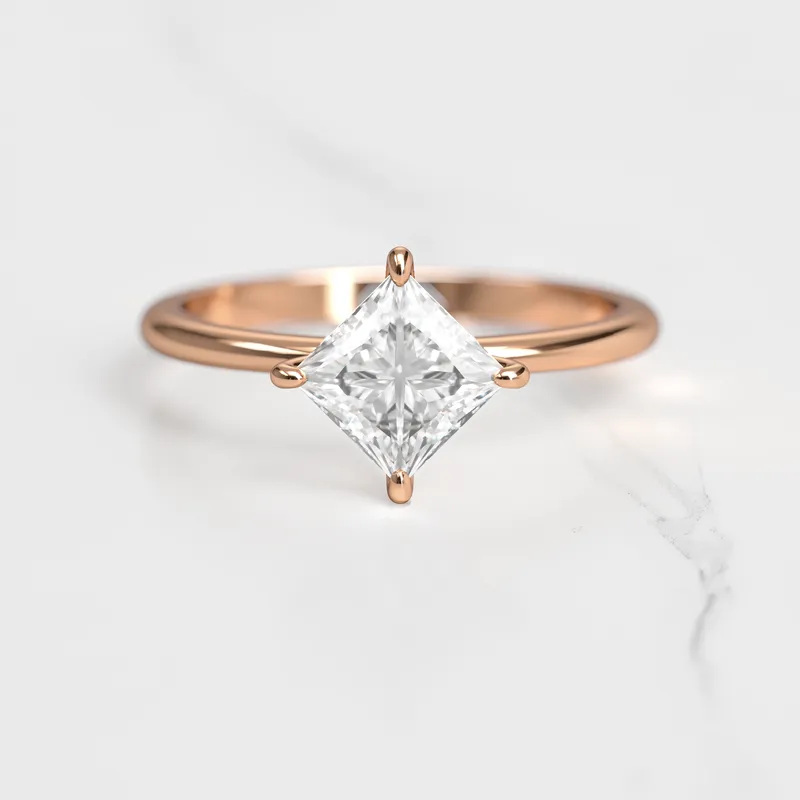 Princess Tapered Solitaire Diamond Ring vy 5