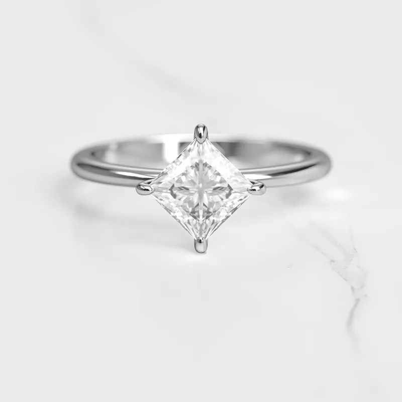Princess Tapered Solitaire Diamond Ring vy 6