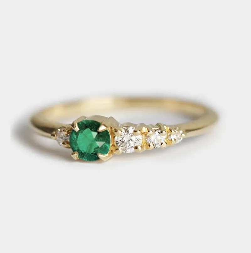 Priscilla Emerald Diamond Cluster Ring vy 3