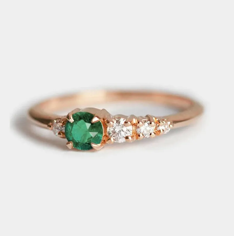 Priscilla Emerald Diamond Cluster Ring green emerald emerald cut engagement ring