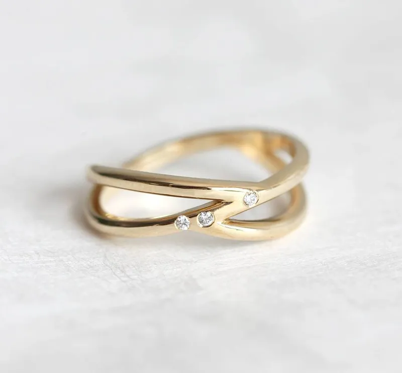 PROMISE RING, 14K GOLD DIAMOND WEDDING RING view 5