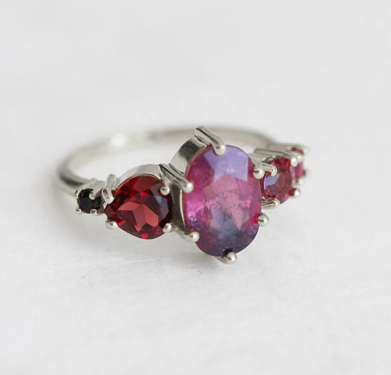 Quinn Pink Sapphire Ruby Garnet Diamond Ring vy 7