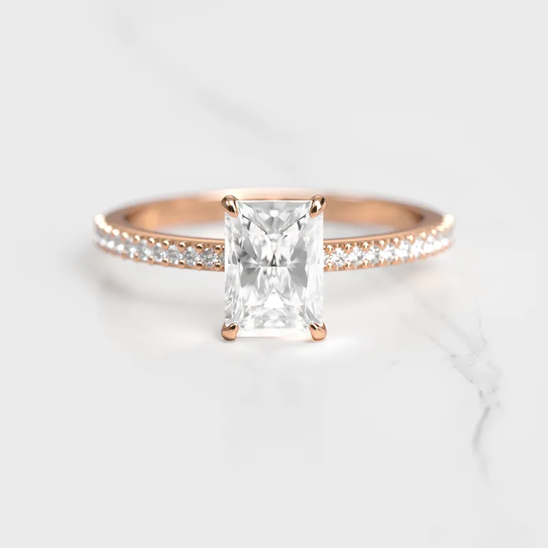RADIANT HALF PAVE DIAMOND RING view 2