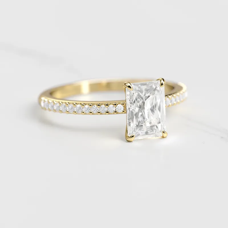 RADIANT HALF PAVE DIAMOND RING view 4