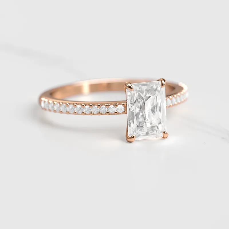 RADIANT HALF PAVE DIAMOND RING view 5