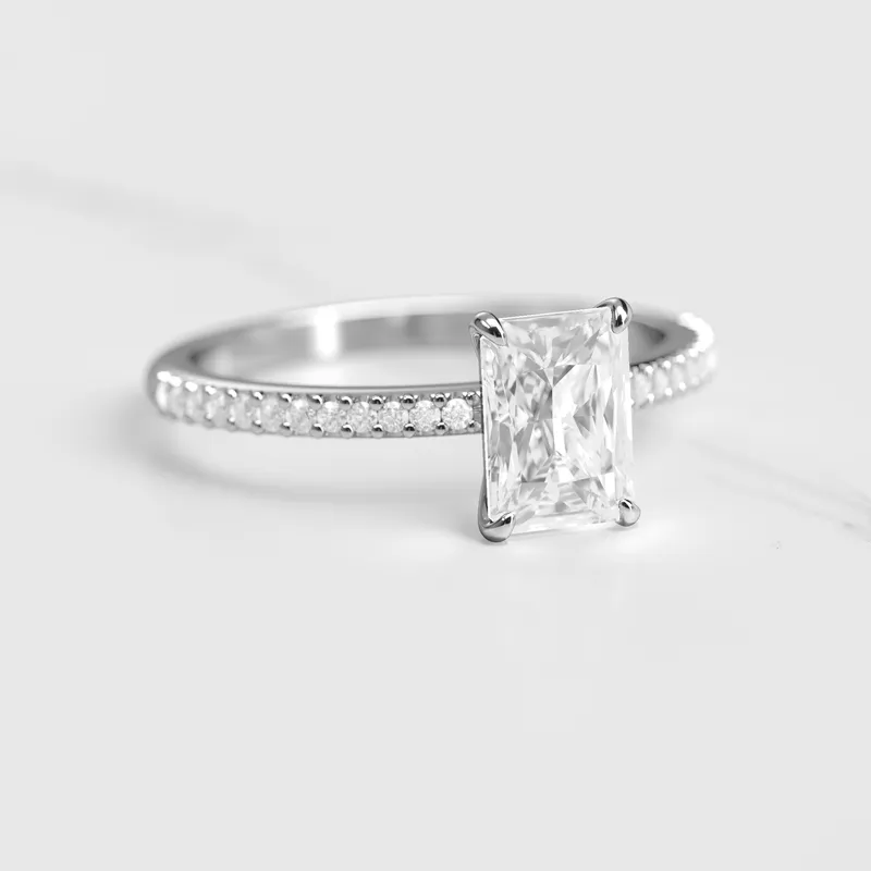 RADIANT HALF PAVE DIAMOND RING view 6