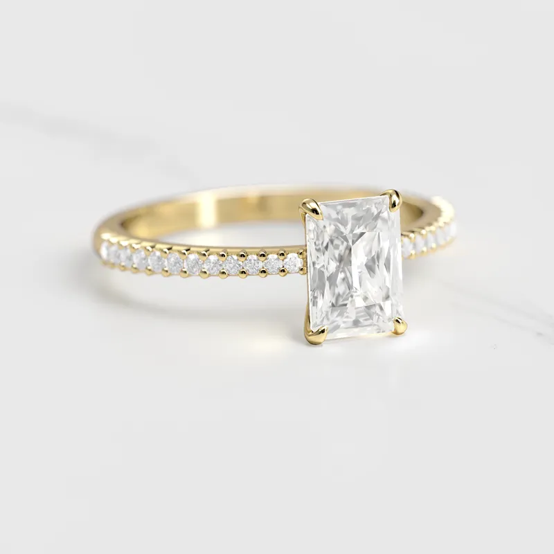 RADIANT HALF PAVE TAPERED DIAMOND RING diamond engagement ring