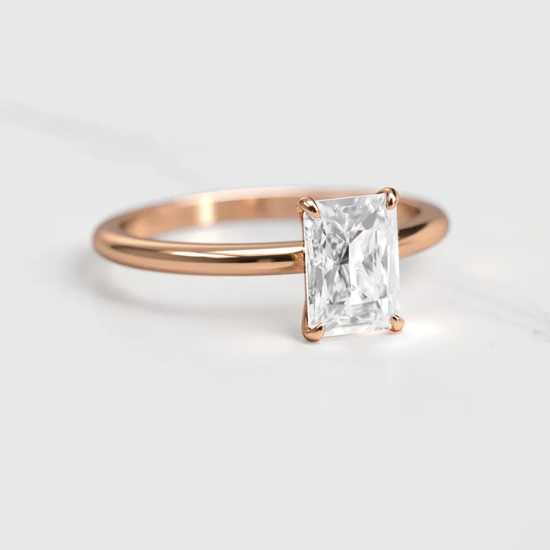 Radiant Tapered Solitaire Diamond Ring vy 2