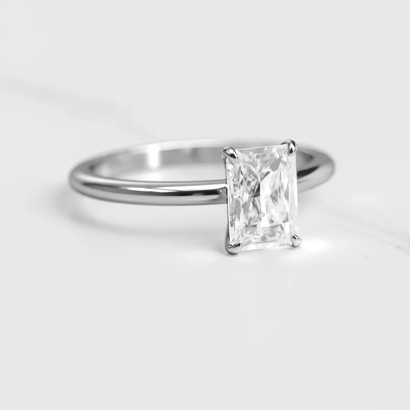 Radiant Tapered Solitaire Diamond Ring vy 3