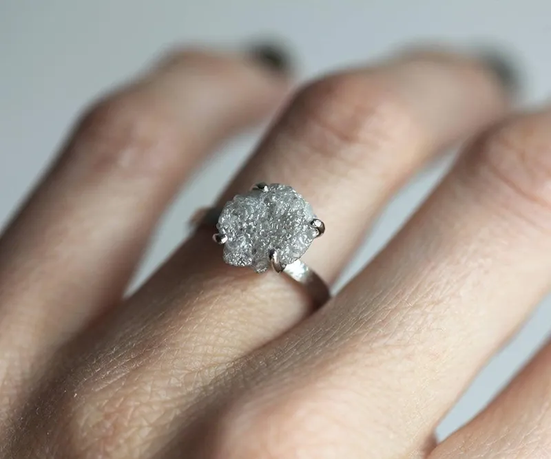 Raw Diamond Ring, Engagement Ring vy 3