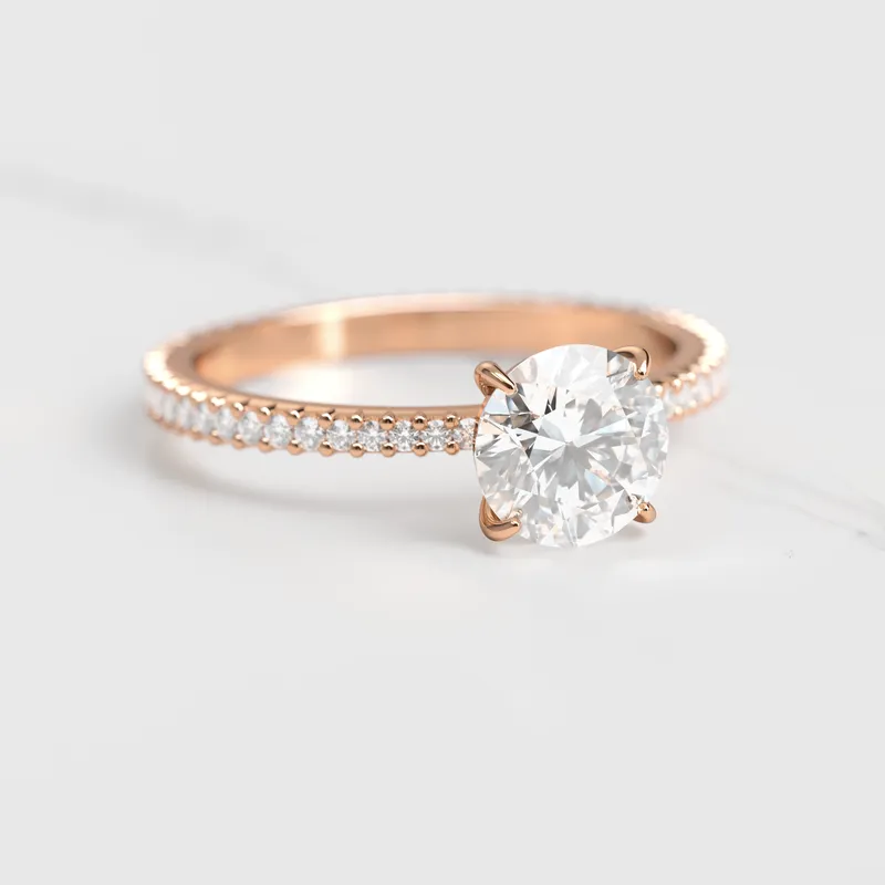 ROUND FULL PAVE TAPERED DIAMOND RING view 2