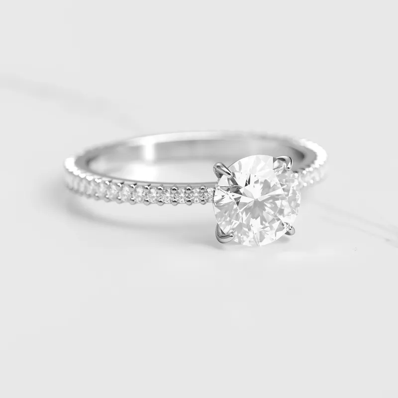 ROUND FULL PAVE TAPERED DIAMOND RING view 3