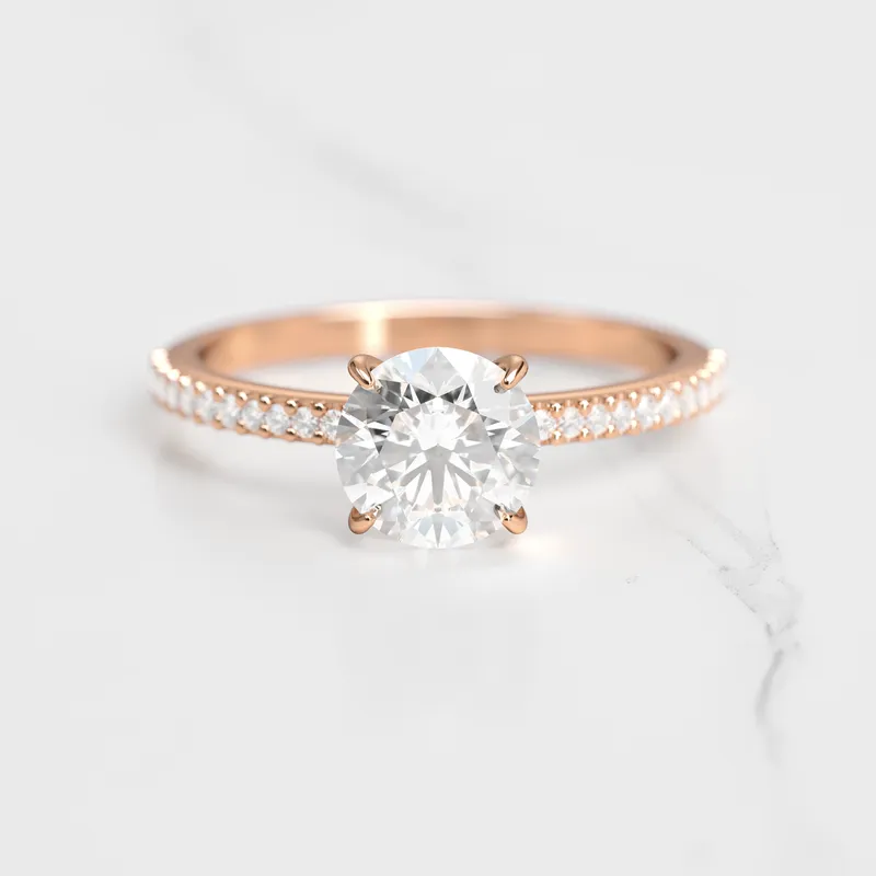 ROUND HALF PAVE DIAMOND RING vy 2