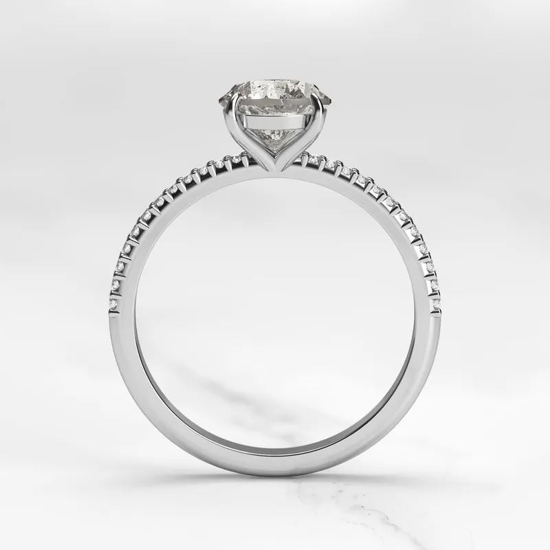 ROUND HALF PAVE TAPERED SALT & PEPPER DIAMOND RING view 10