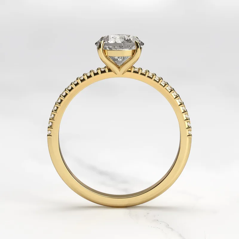 ROUND HALF PAVE TAPERED SALT & PEPPER DIAMOND RING view 8