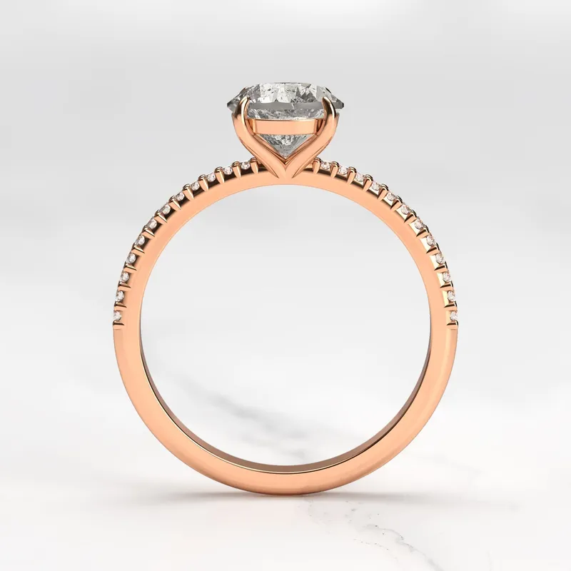 ROUND HALF PAVE TAPERED SALT & PEPPER DIAMOND RING view 9
