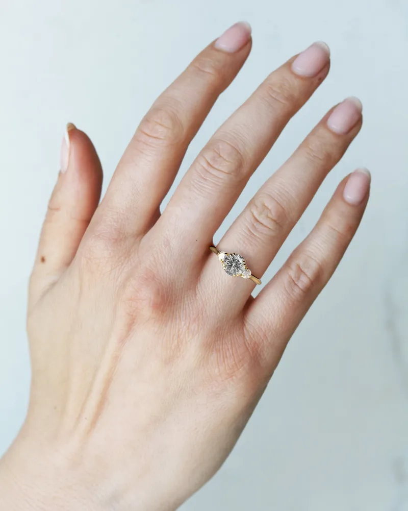 Round Salt & Pepper Diamond Ring With Accent Stones vy 14