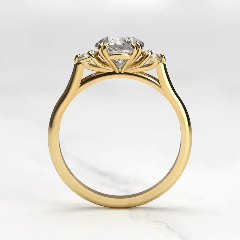 Round Salt & Pepper Diamond Ring With Accent Stones vy 8