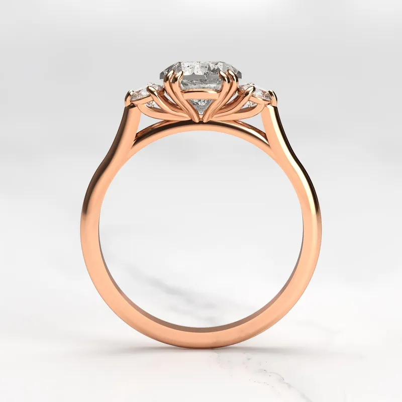 Round Salt & Pepper Diamond Ring With Accent Stones vy 9