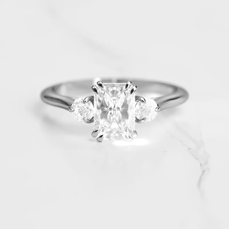 Radiant Diamond Ring With Accent Stones vy 2