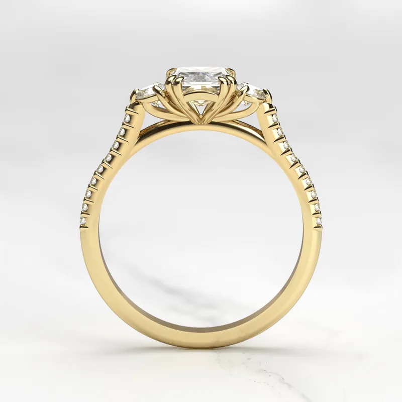 RADIANT HALF PAVE DIAMOND RING WITH ACCENT STONES vy 10