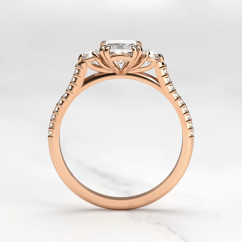 RADIANT HALF PAVE DIAMOND RING WITH ACCENT STONES vy 11
