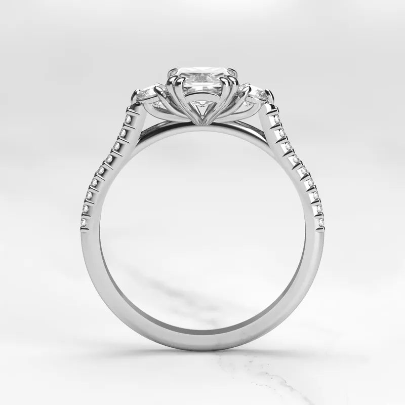 RADIANT HALF PAVE DIAMOND RING WITH ACCENT STONES vy 12