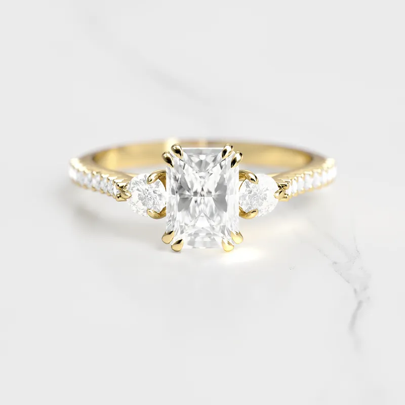 RADIANT HALF PAVE DIAMOND RING WITH ACCENT STONES vy 4