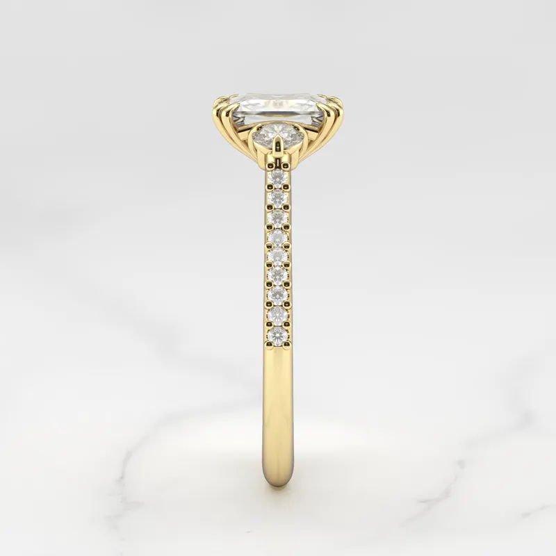 RADIANT HALF PAVE DIAMOND RING WITH ACCENT STONES vy 7