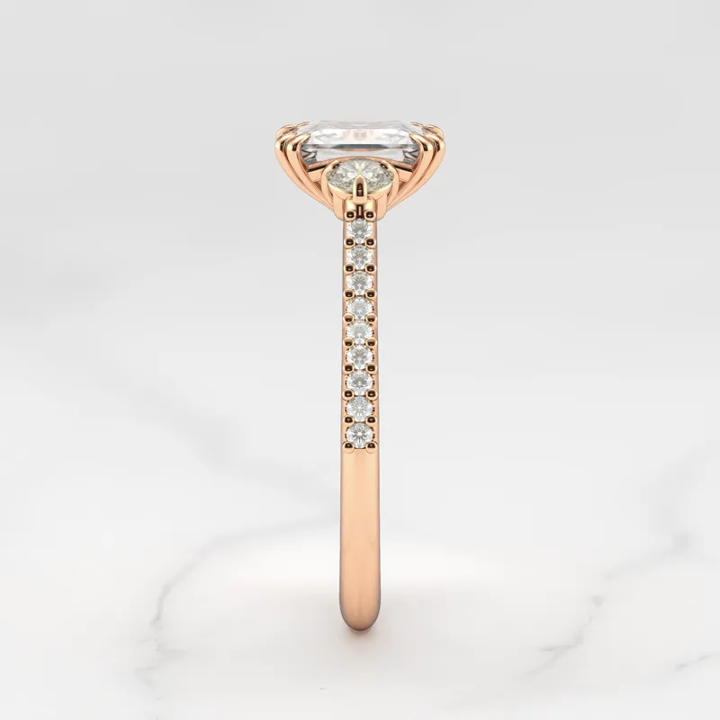 RADIANT HALF PAVE DIAMOND RING WITH ACCENT STONES vy 8