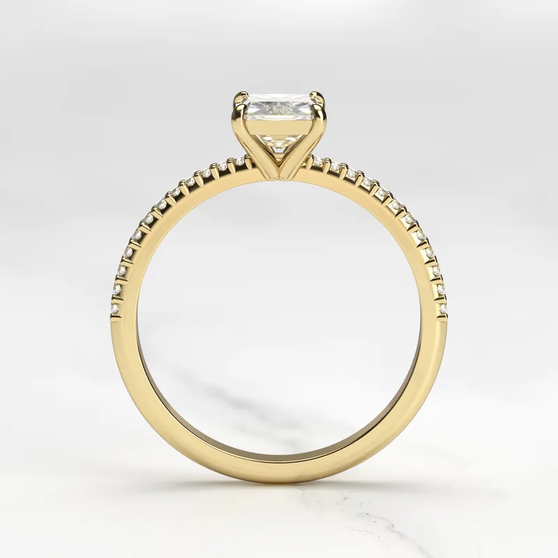 RADIANT HALF PAVE TAPERED DIAMOND RING vy 9