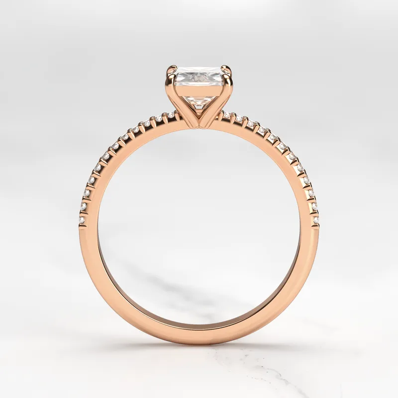 RADIANT HALF PAVE TAPERED DIAMOND RING vy 10