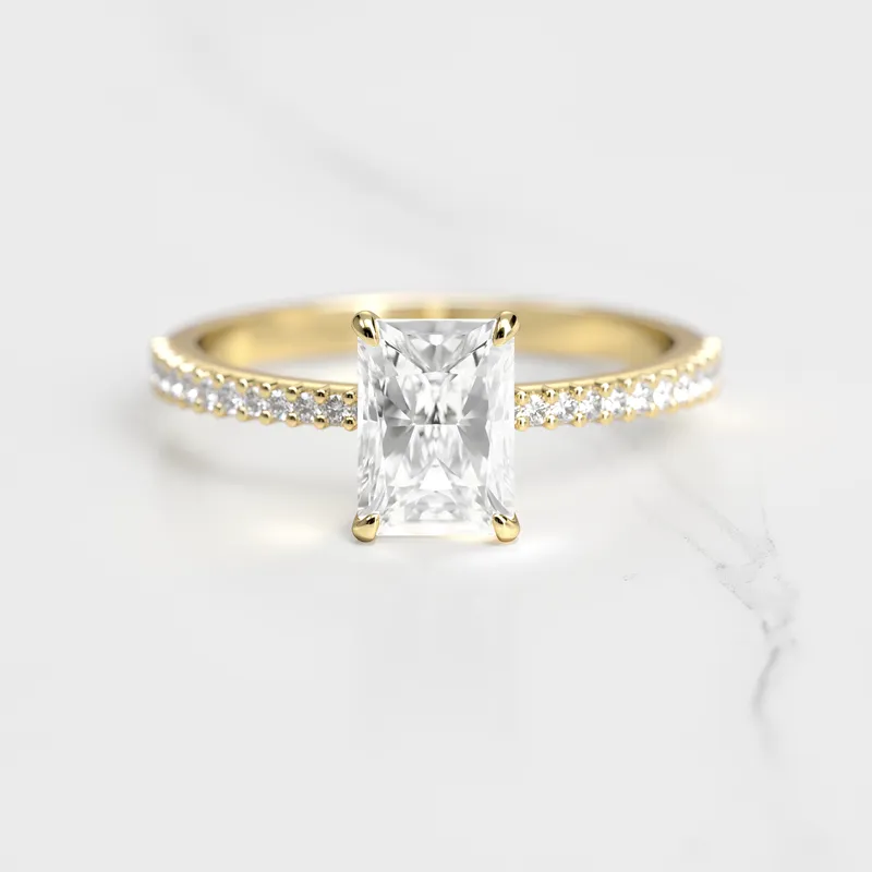 RADIANT HALF PAVE TAPERED DIAMOND RING vy 3